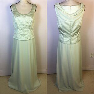 Michaelangelo Maxi Dress Formal Gown Sz 10 Womens Green Beaded Sleeveless Draped